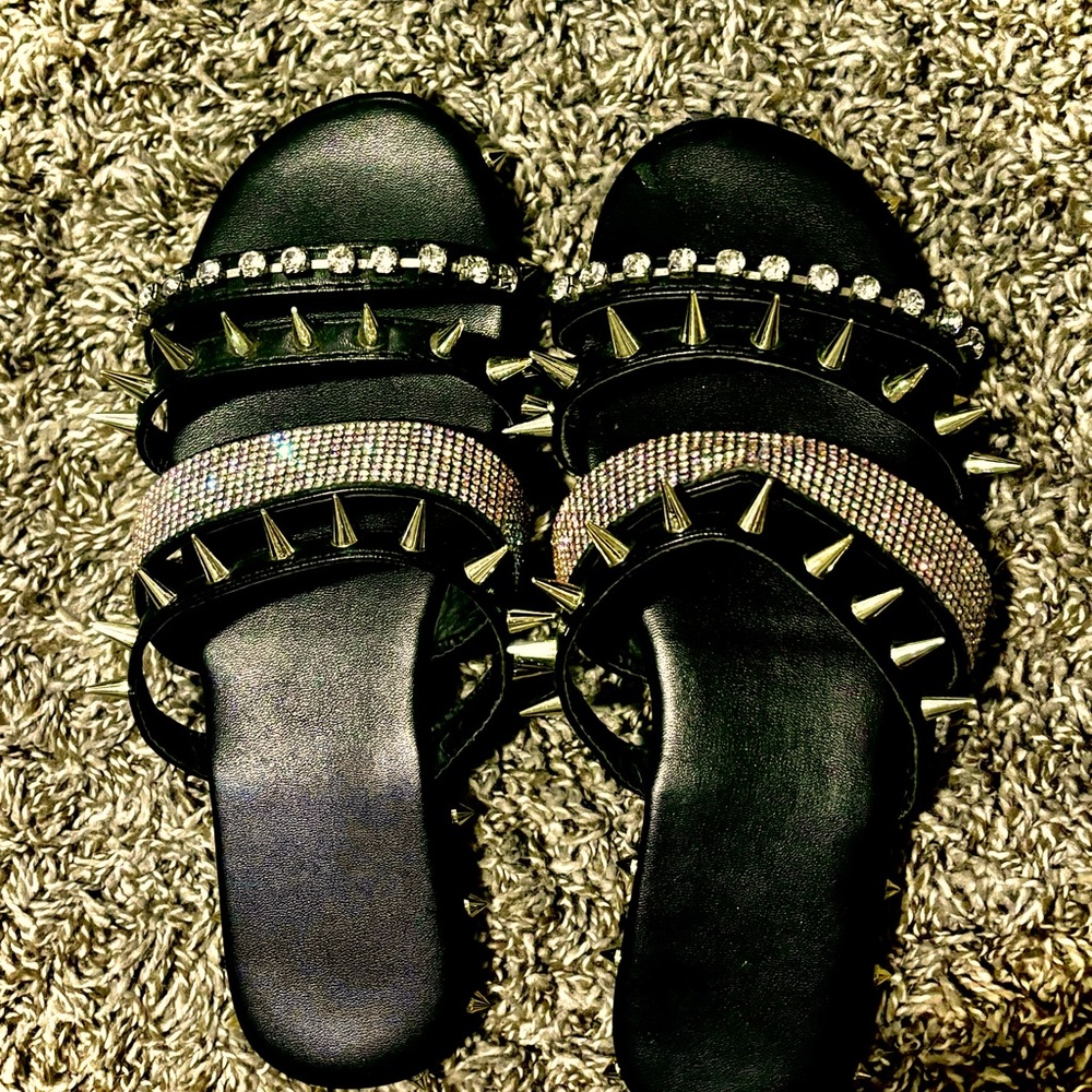 Diamond Strap Spike Sandals